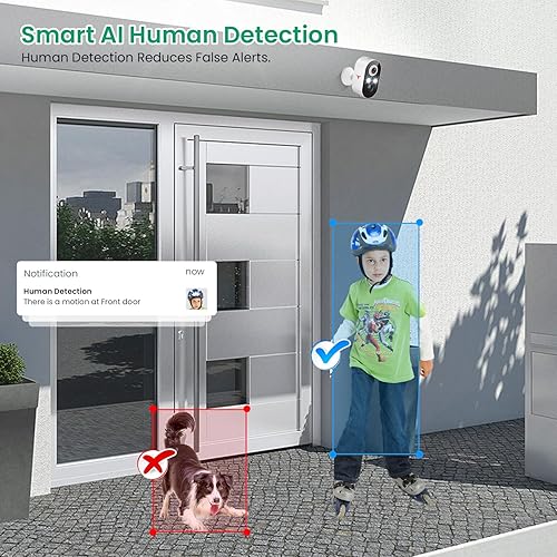Miniatura 4 de Cámara de seguridad inalámbrica de 1080p con detección humana AI, visión nocturna, conversación bidireccional, almacenamiento en la nube, solo WiFi