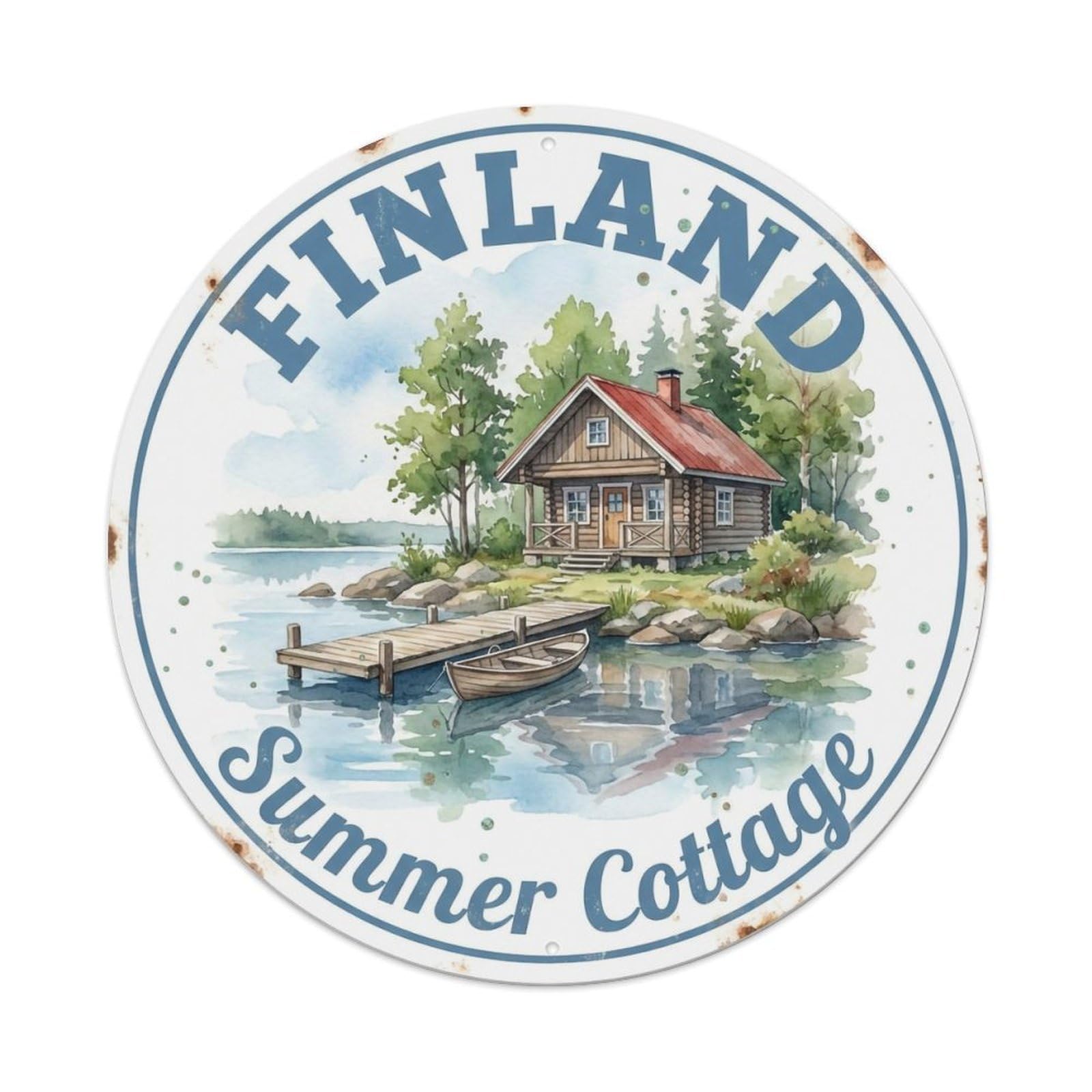Vintage Travel Finland Beautiful Vintage Metal Tin Sign Plaque