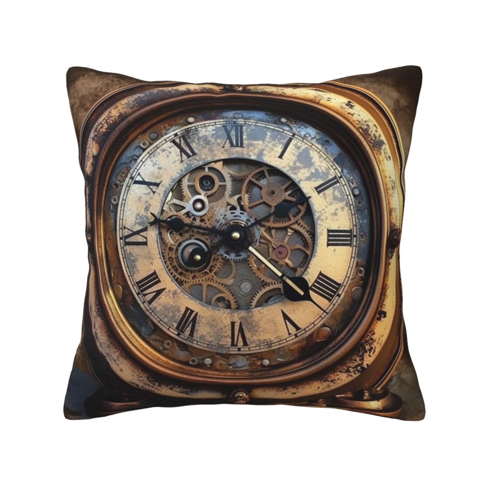 FodPand Steampunk Clock Throw Pillow Covers 12"X12" Super Soft Cozy Pillows Case Morden Decorative Cushion Cover for Sofa Couch Bed Home Decor
