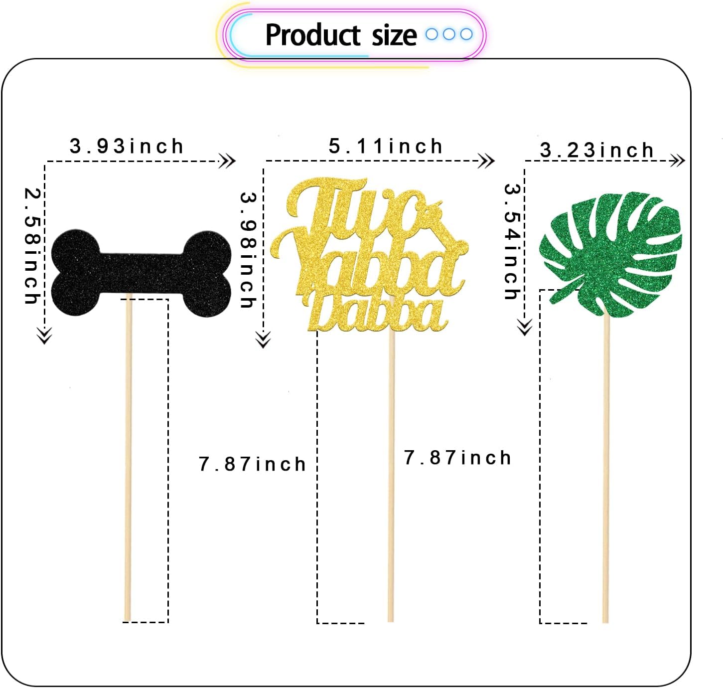 12PCS Yabba Dabba Two Centerpiece Decorations, Flintstones 2nd Party Decorations, Flintstones Baby Shower Decorations, 2 Jungle Baby Shower Birthday Decorations Boy Gold Black Green