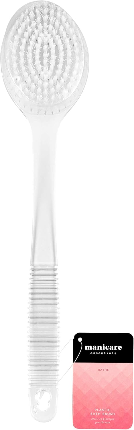 Manicare White Plastic Bath Brush, Exfoliating, Long Handled Spa Shower Brush, Non Slip Handle, Back Washer, Good For Circulation, Cellulite And Dry Skin, Dry Brushing, Back And Body Scrubber Manicare White Plastic Bath Brush, Exfoliating, Long Handled Spa Shower Brush, Non Slip Handle, Back Washer, Good For Circulation, Cellulite And Dry Skin, Dry Brushing, Back And Body Scrubber