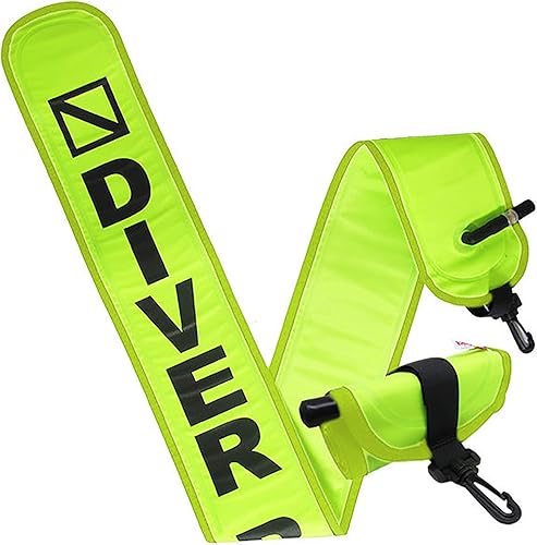 Scuba Choice Tubo de señal de marcador de superficie amarillo neón de 4 pies con clip de plástico