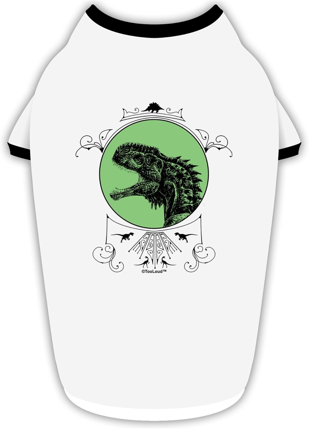 TOOLOUD Jurassic Dinosaur Face Cotton Dog Shirt White with Black Large
