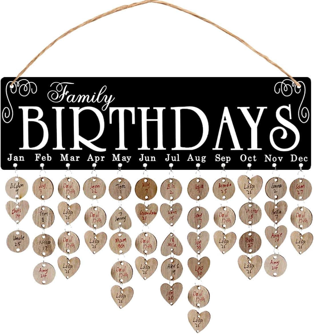 Garneck Wooden Family Birthday Calendar Wall Hanging