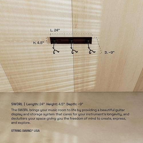 Vista 31 de String Swing Estante de pared para guitarra, soporte de pared para guitarra múltiple, organizador de guitarra para guitarras acústicas y eléctricas