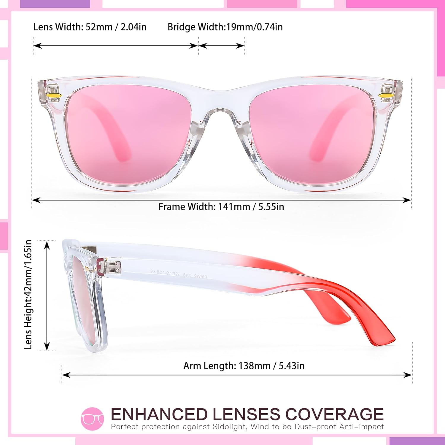 FancyPink Retro Mirrored Polarized Sunglasses for Women|Lightweight Trendy Sunglasses w UV400 Protection - Image 2