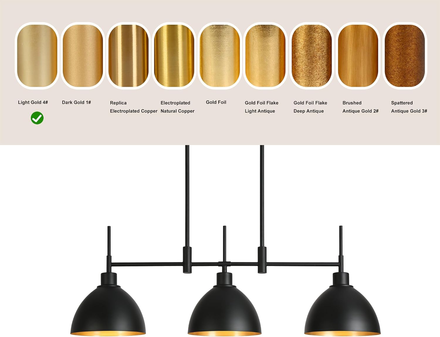 Kitchen Island Light, 3 Light Black Gold Linear Chandelier Modern Farmhouse Pendant Ceiling Light Fixtures for Kitchen Island Dining Room