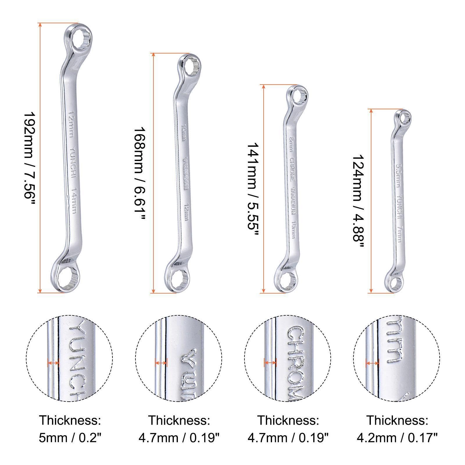 Parts for Machine 45-Degree Offset Box End Wrench Set 5.5-14mm CR-V with Rolling Pouch 4-Piece (#CN-250924-04587)