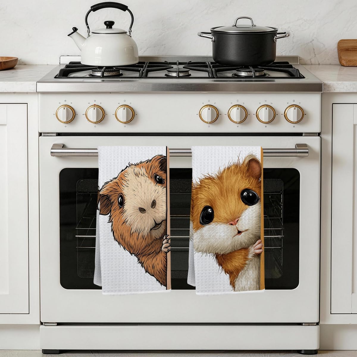2 Pcs Cute Mouse Kitchen Towels, Funny Guinea Pigs Gifts Hand Towels image 5