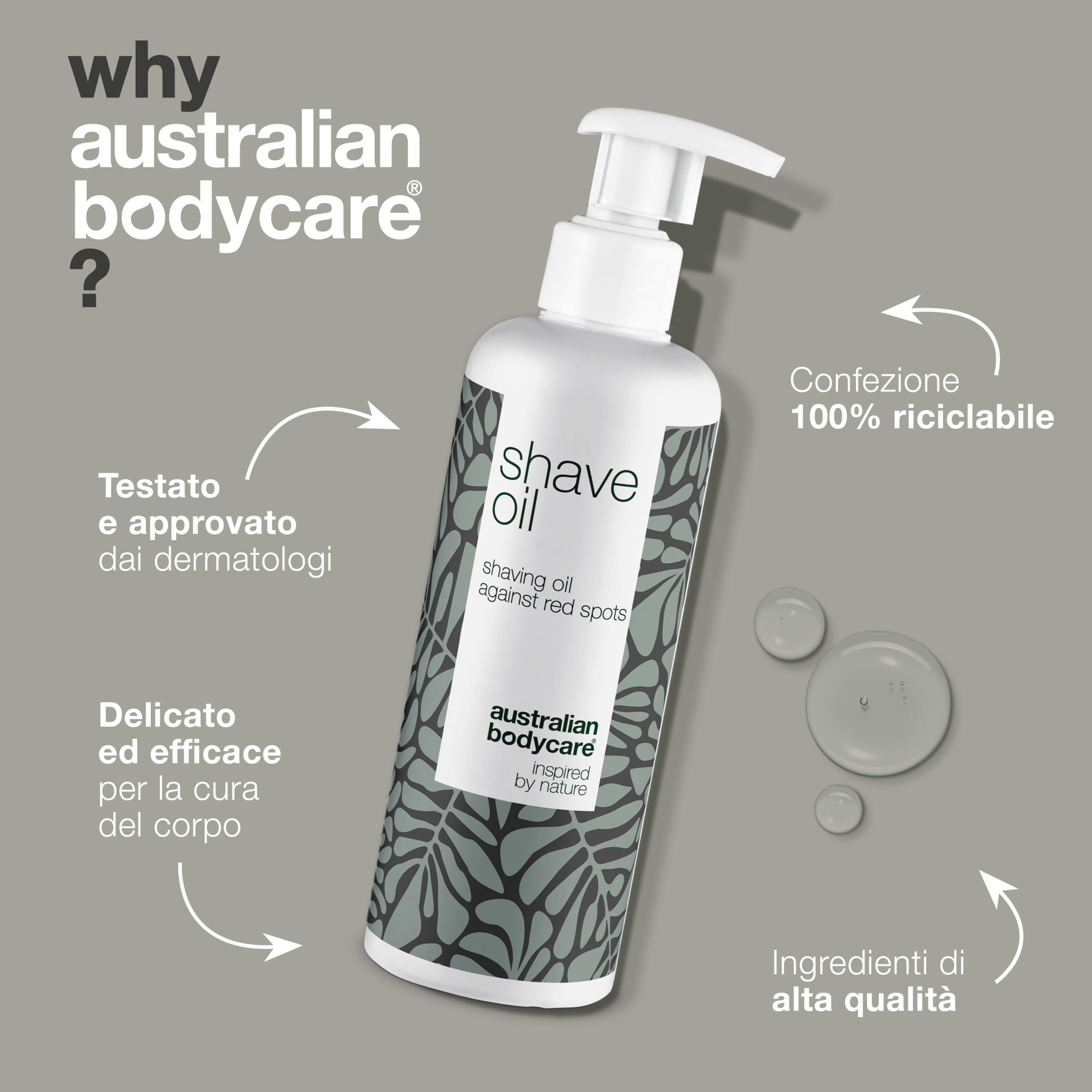 Olio depilatorio per tutto il corpo (250 ml), previene irritazioni, arrossamenti e brufoletti, pelle liscia e morbida (etichetta in lingua italiana non garantita) - Australian Bodycare