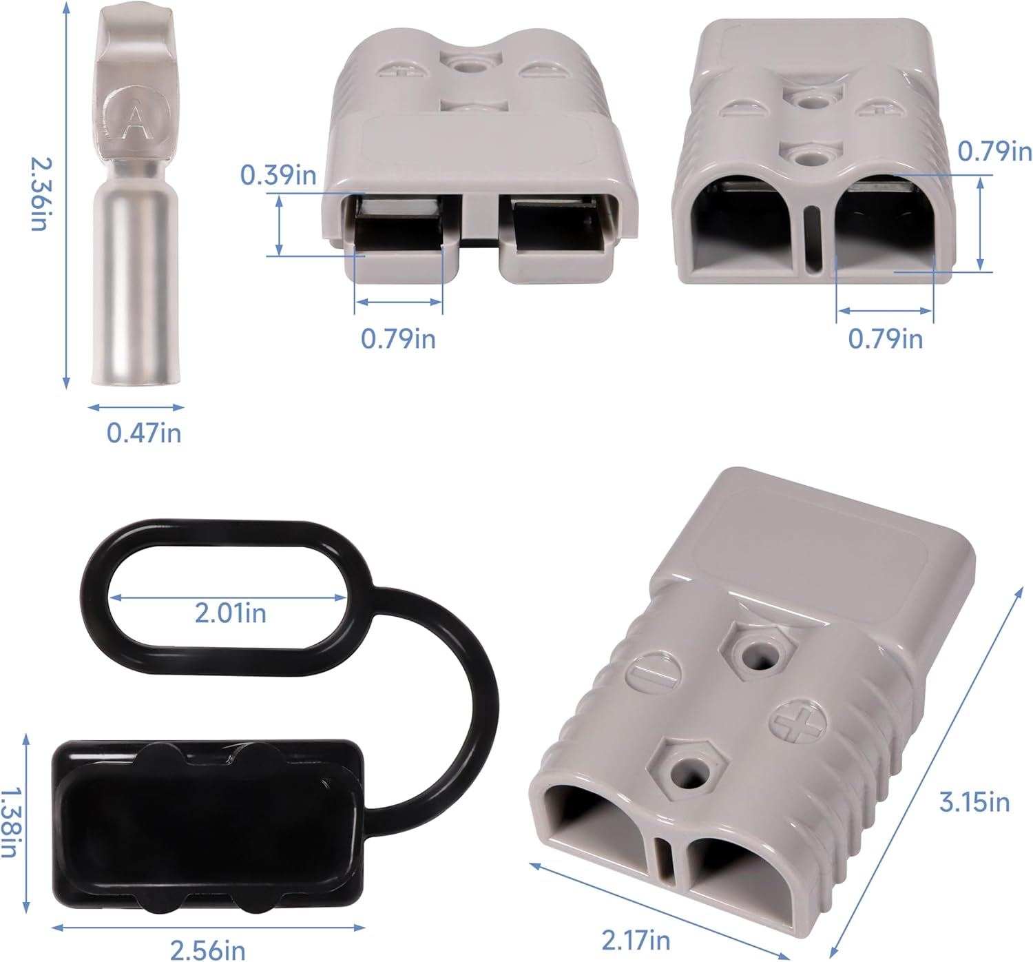 175A 600V Battery Quick Connect Disconnect Connectors Wire Harness Plug Kit for 2-4 Gauge Cables, Grey