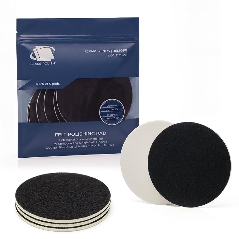 Boinas de Feltro para Polimento de Vidro Glass Polish 130 mm GP11008 Kit com 5 peças