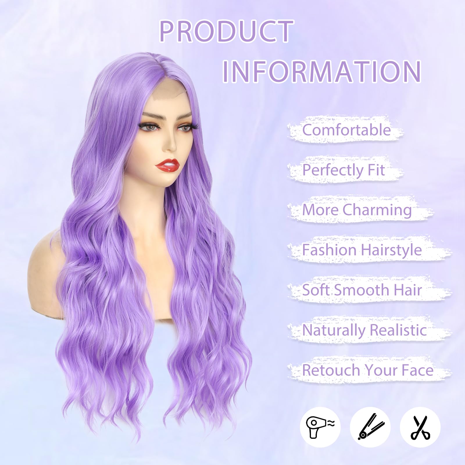 Long Wavy Synthetic Wig for Women, 26 Inch