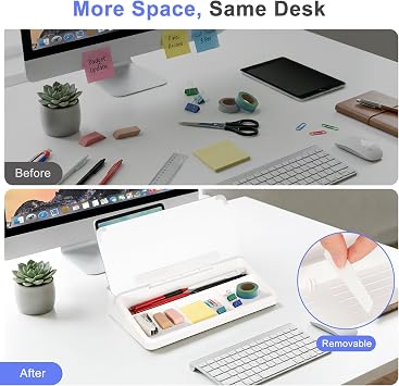 Small Desktop Glass Whiteboard with Storage, Desk Dry Erase White Board
