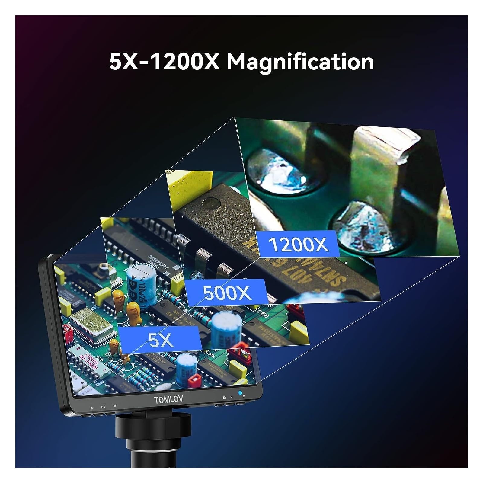 DM9 Digital USB Electronic Microscope 1080P 7" LCD Display 1200X Magnification Microscopio For Phone Repairing