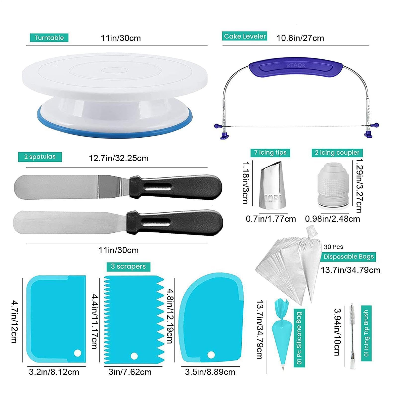 Kit di decorazione per torte, capacità di decorazione di torte, 64 pezzi di sacchetti per sac à poche girevoli, set di punte, migliora la tua con strumenti da pasticceria per glassa,