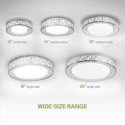 Miniatura 6 de ASD Lámpara LED de techo empotrada de 12 pulgadas, moderna lámpara de níquel cerca de techo de 20 W, 1113 LM, 2700-5000 K, regulables, luces de