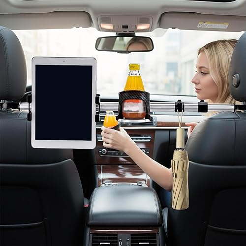 Miniatura 3 de Car Tablet Holder- Telescopic with Hook Cup Storage, Headrest Tablet Stand Car Phone Holder with Adjustable Grip for Truck Sedan Interior, Portable