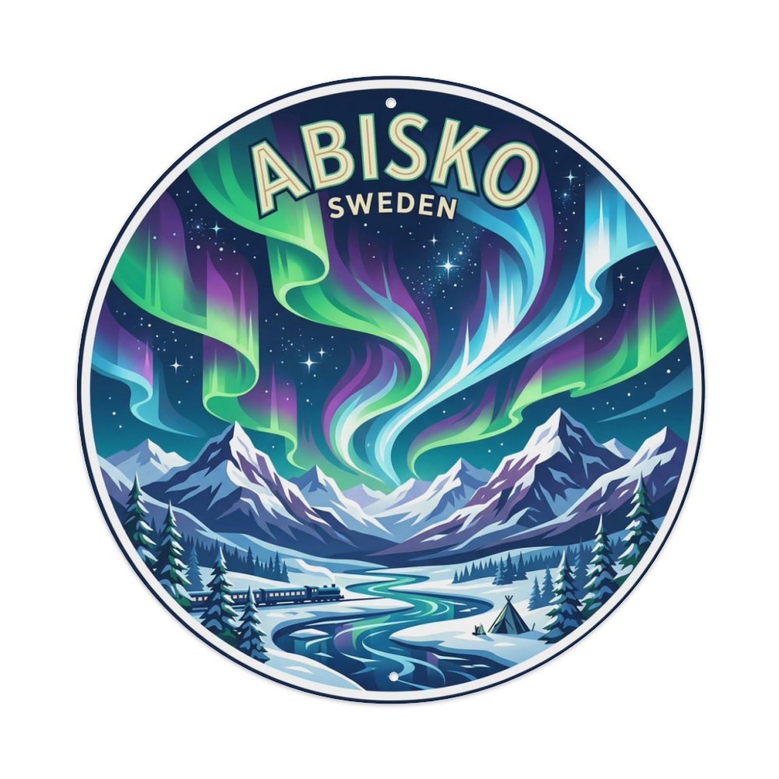 Galvaxio Style Sweden Retro Travel Abisko Metal Tin Sign