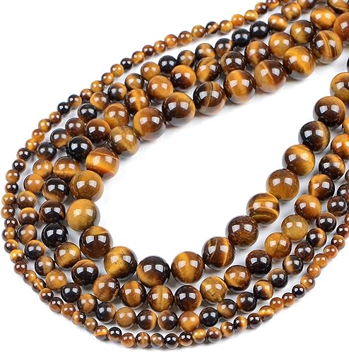 Miniatura 9 de Bymitel - 210 cuentas de cristal natural, piedras preciosas redondas energéticas y curativas sueltas con cordón elástico para hacer joyas, pulseras