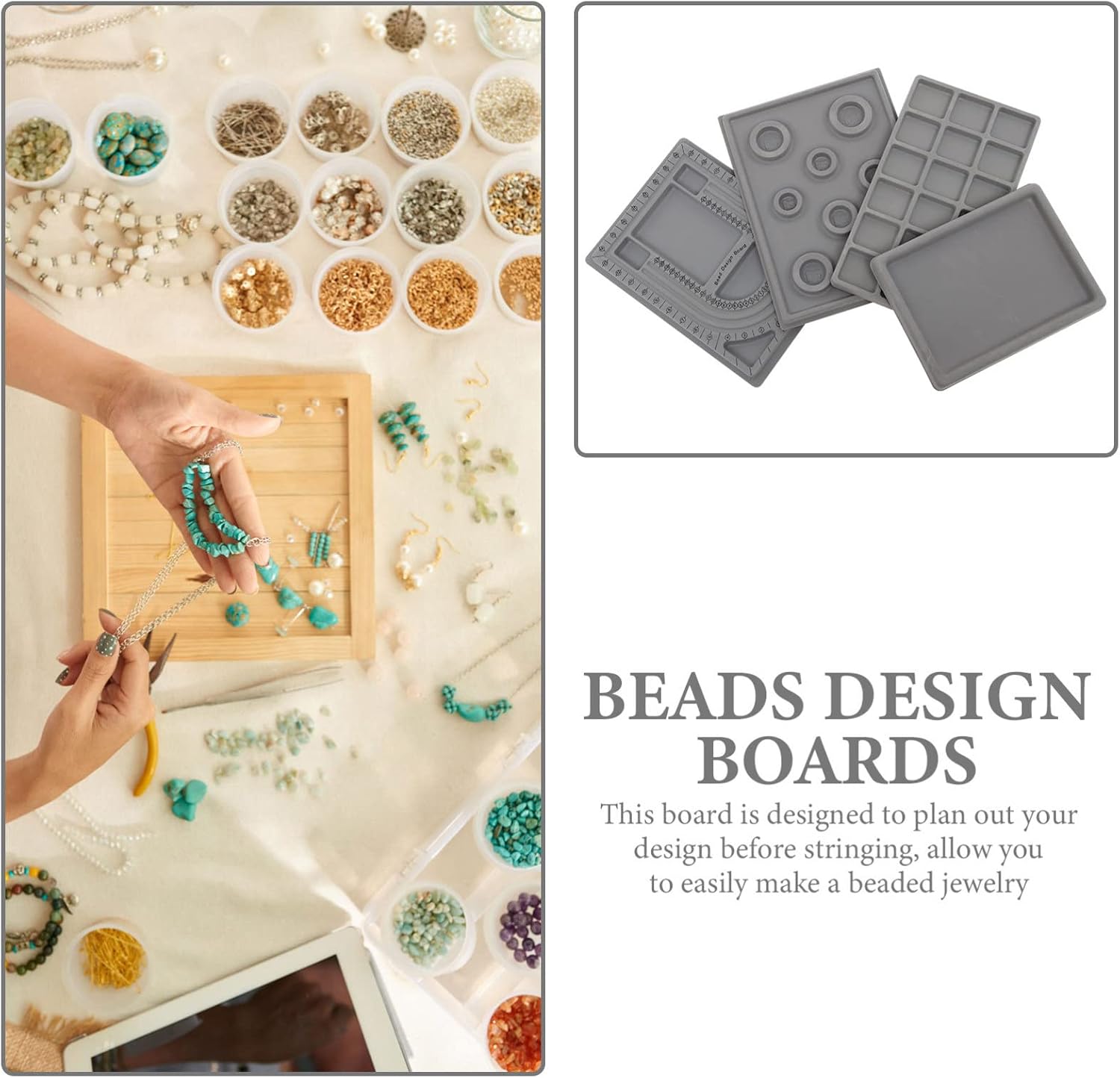 Ciieeo 4pcs Bead Design Board Bracelet Necklace Jewelry Design Trays for Craft Projects Sorting Organizing Beads Jewelry Making Mats