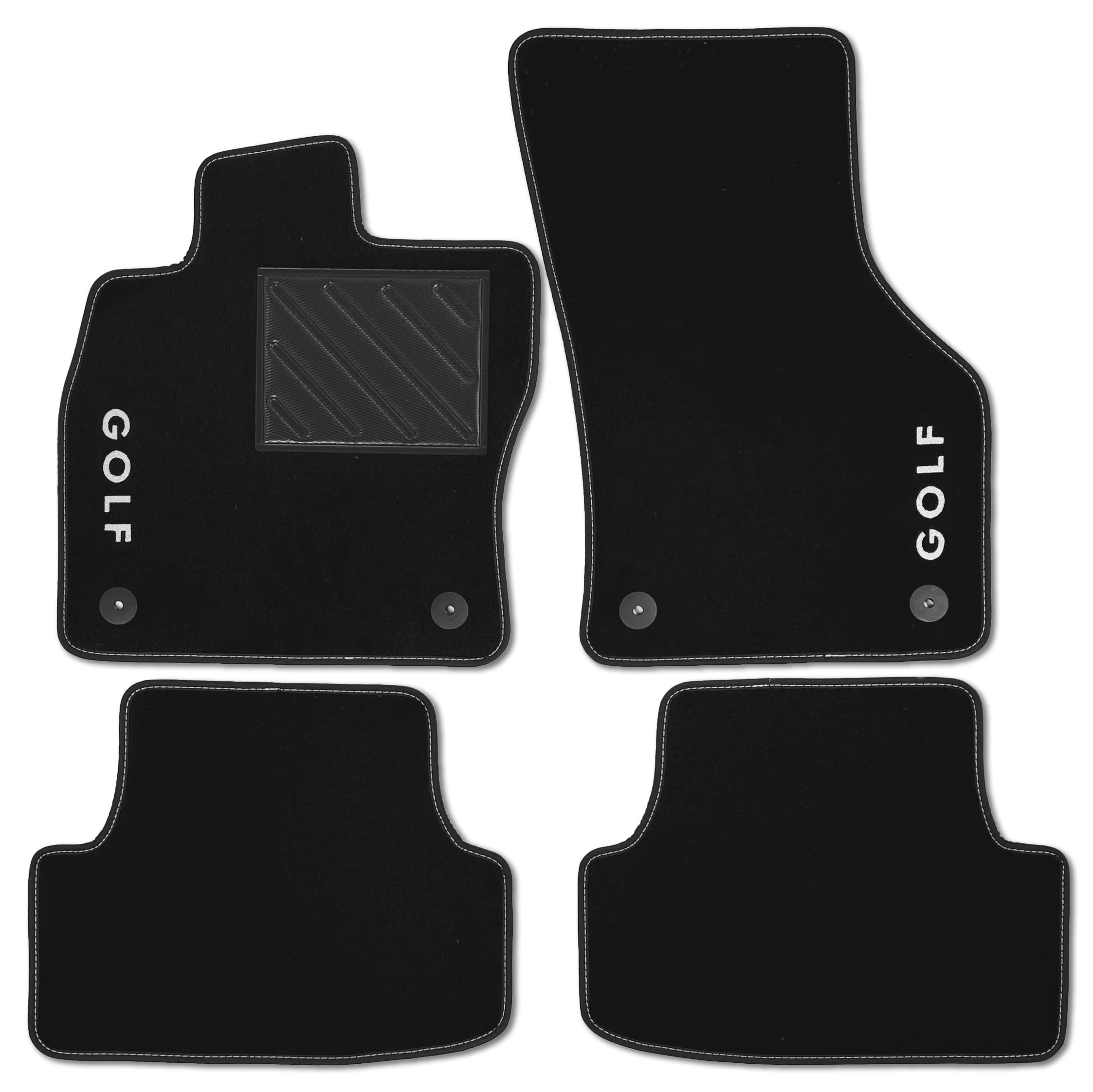 Tappetini compatibili per Golf serie 7 e 8 dal 2012 con logo ricamato e battitacco (2 ricami)