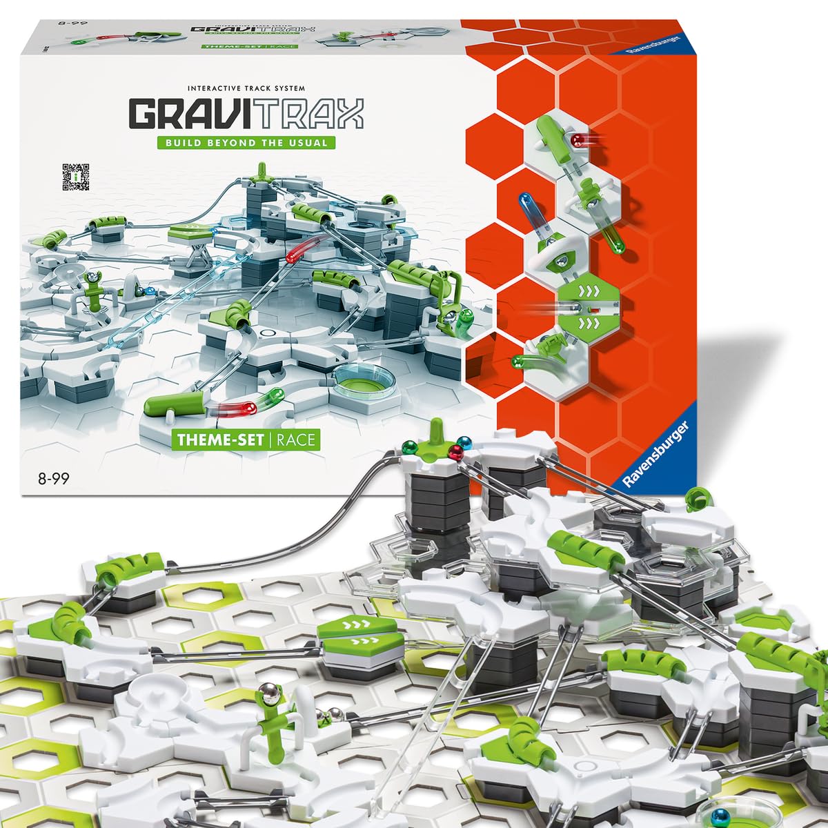 Ravensburger - GraviTrax Starter Set Race 180 Pezzi | Pista Biglie Con 150 Pezzi | Rompicapo Bambini Con Le Biglie | Giochi Bambino 8 Anni Maschio e Femmine | Giochi Per Bambini Compatibili Con Tutti