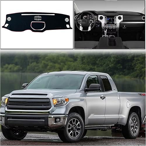 Miniatura 10 de Cubierta de tapete para salpicadero, consola central interior personalizada compatible con Toyota Tundra 2014, 2015, 2016, 2017, 2018, 2019, 2020