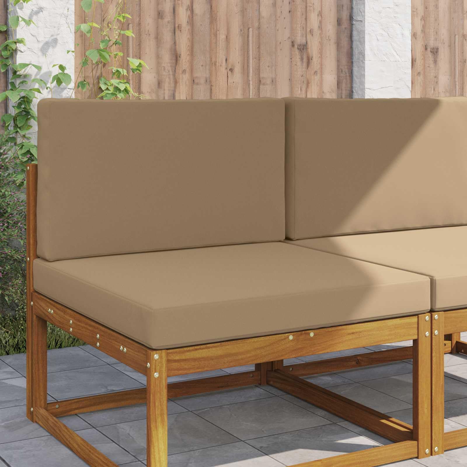 Coussins de canapé d'extérieur imperméables taupe 80x80 | Grand coussin palette de jardin