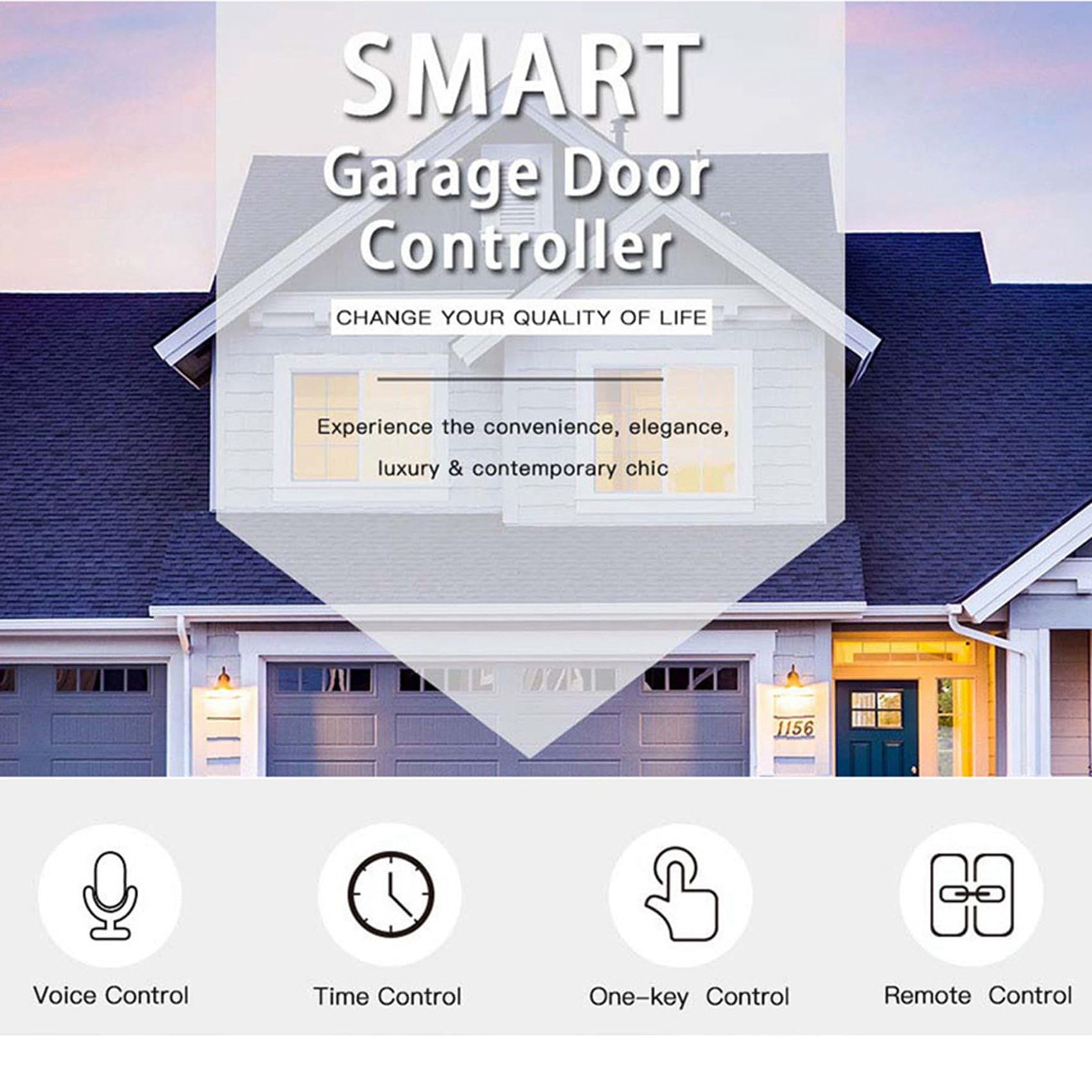 5X Controlador de Apertura de Puerta de Garaje Inteligente con Interruptor WiFi Funciona con Home/Tuya APP Control No Requiere Concentrador, Enchufe de la UE