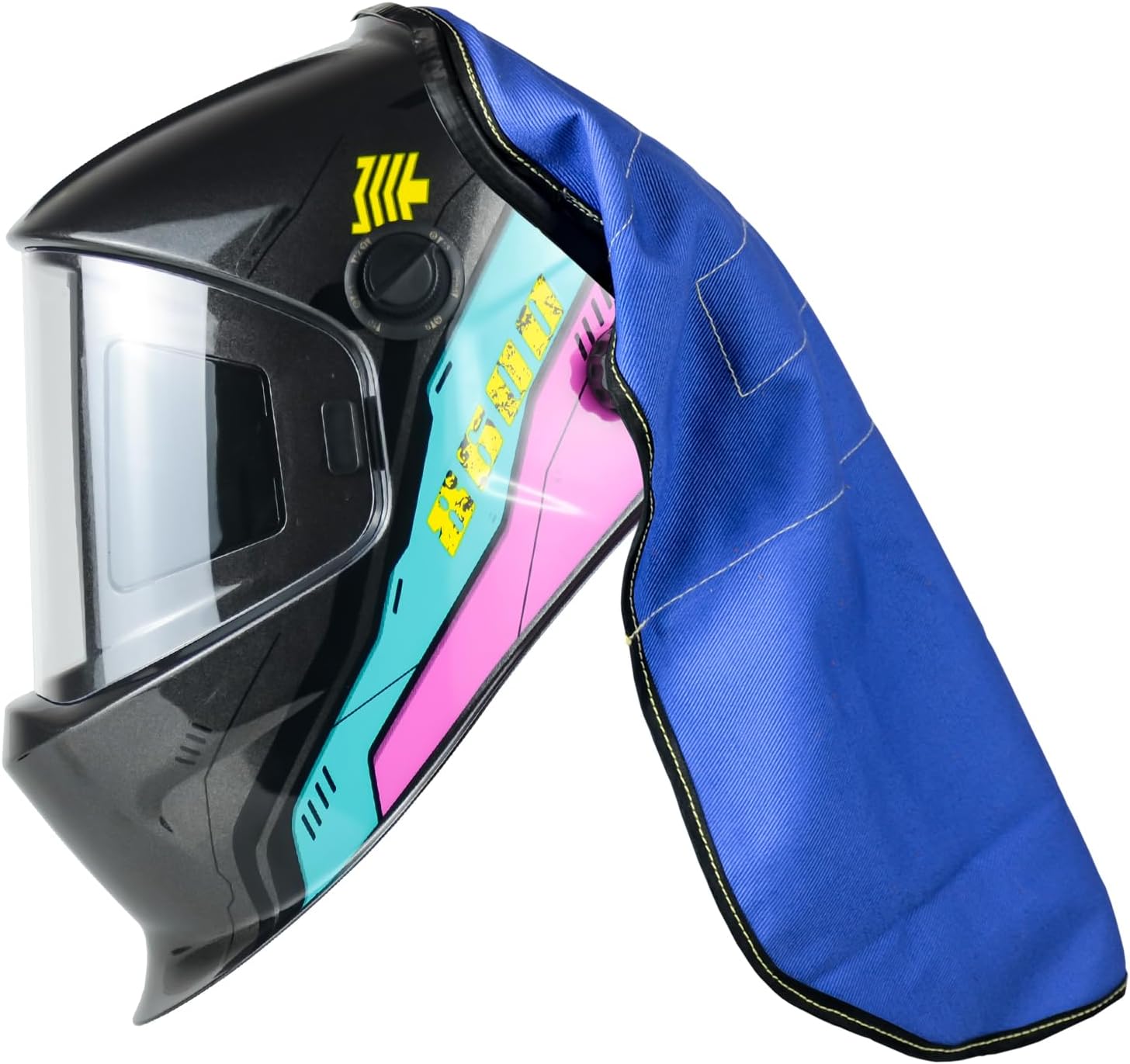 TRQWH Welding Helmet Auto Darkening Large Viewing True Color Solar Powered Welding Mask with 4 Arc Sensor Adjustable Wide Shade Range 4~5-8/9-13 Welder Mask & Welding Helmet Bib Cover