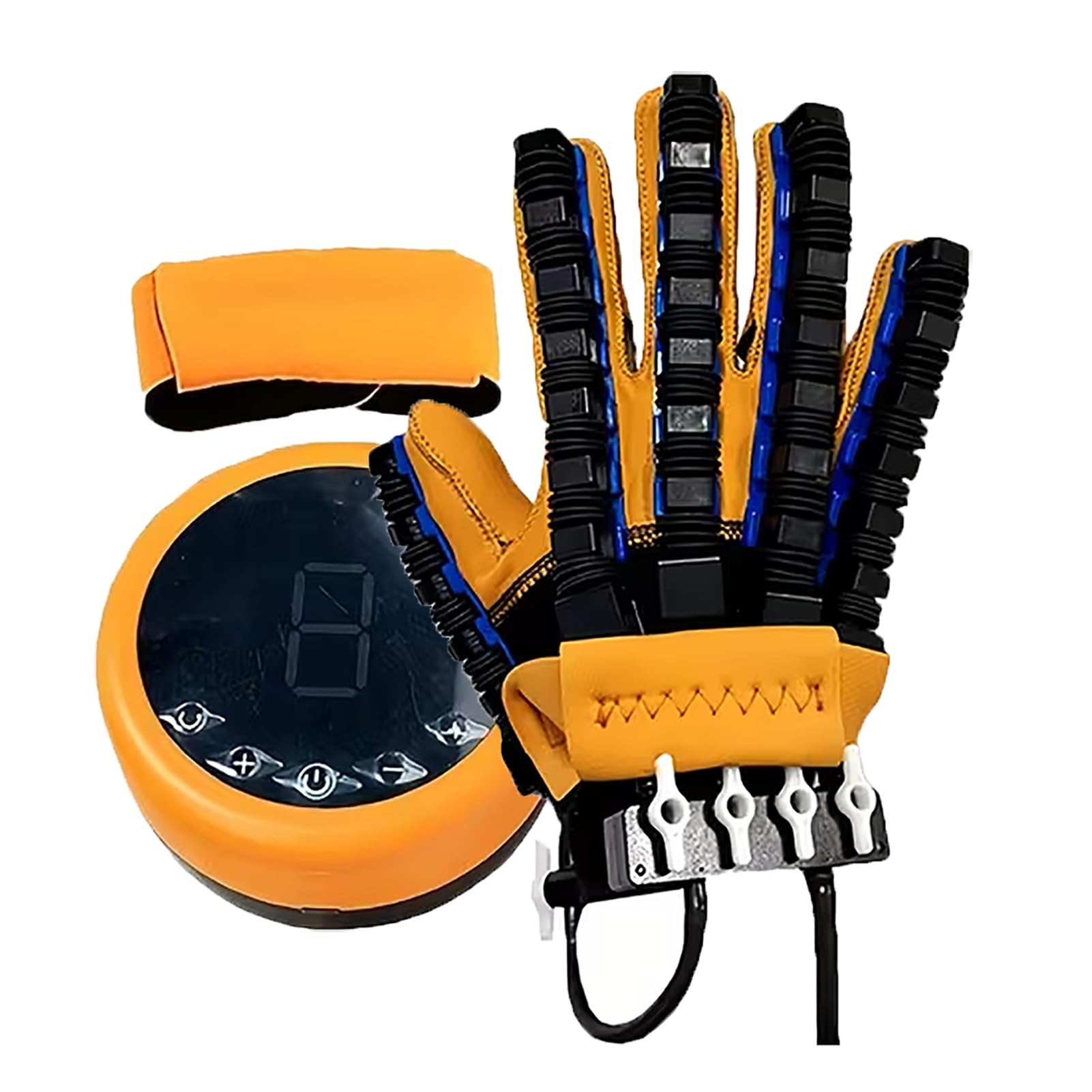 GOURIXIN Guantes robóticos de rehabilitación, Equipo neumático Entrenamiento de Dedos, Modo de Masaje pasivo/conflicto/Imagen especular/Caliente/pulsátil, con Pulsera de Espejo Right S