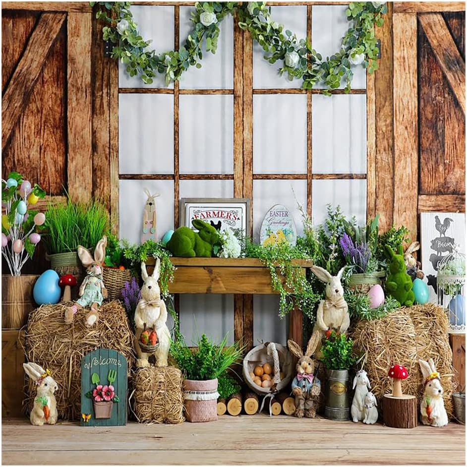 Amazon.com : Kate 10x10ft Happy Easter Farm Rabbit Decor Photography ...