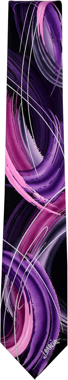JG-9493 - Jerry Garcia Mens Necktie Ties, Black Lavender Pink, One Size