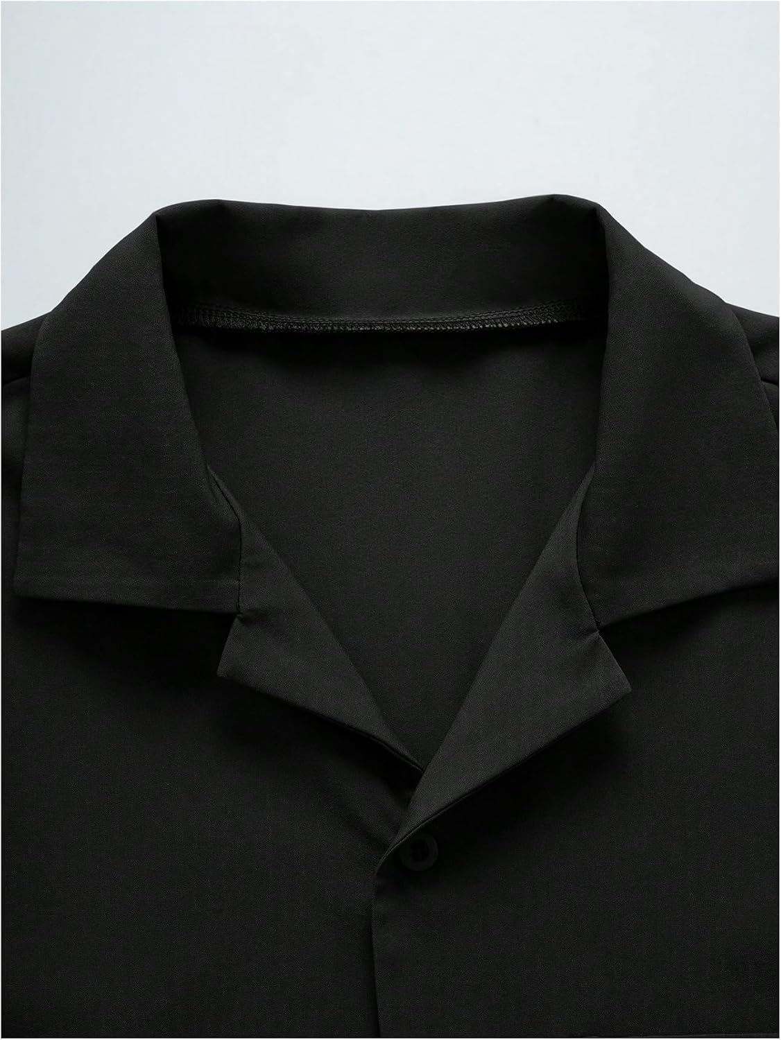 Men's Button Down Shirts Short Sleeve Lapel Collared V Neck Casual Summer Tops - Image 3