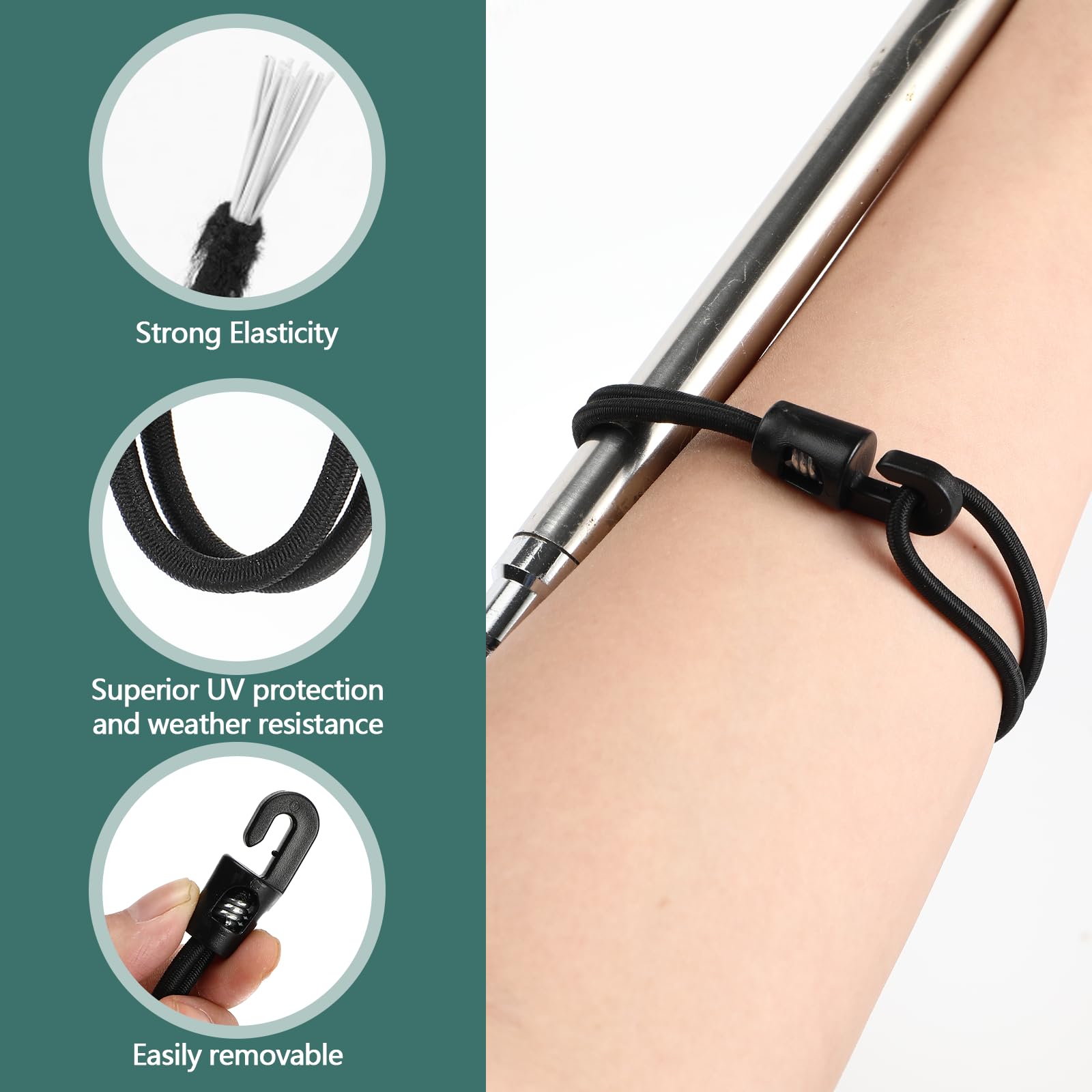 25 Elastici Con Ganci Per Teloni - Tenditore In Gomma 25 Cm, Per Bagagli, Campeggio, Uso Esterno - Foto 14