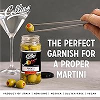 Vista 2 de Collins Aceitunas rellenas de pimiento - Aceitunas de cóctel gourmet - Aceitunas de reina españolas con pimienta de pimiento, cóctel de Martini
