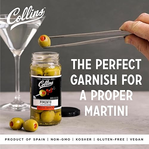 Miniatura 9 de Collins Colossal Martini - Aceitunas de pimiento  Guarnición prémium para cócteles, martinis y ensaladas, bandejas de aperitivos, embutidos, platos