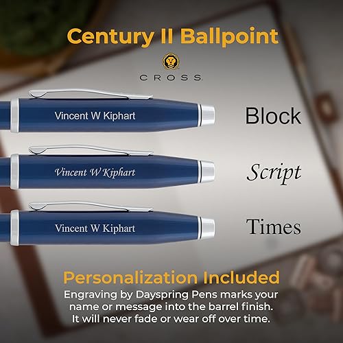 Vista 31 de Bolígrafo Cross Century II grabado en acabado lacado negro con borde dorado. Bolígrafo de regalo grabado de lujo para graduación, premios
