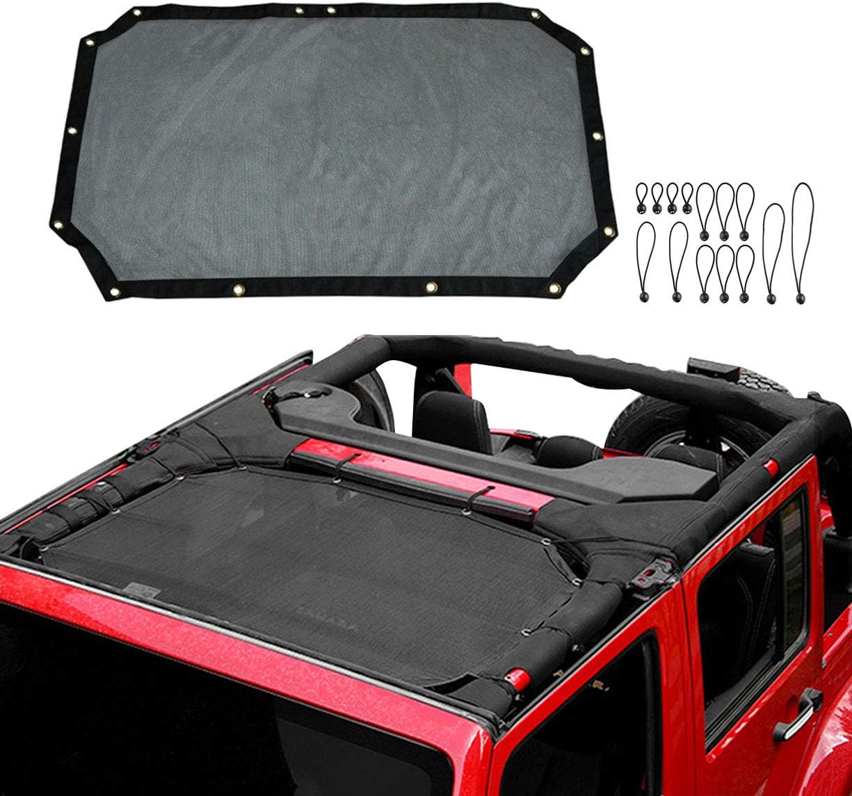 VXAR Mesh Shade Half Top Cover 07-17 Jeep Black2