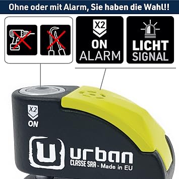 Urban Safety UR10 Motorcycle / Bike Alarm DISC LOCK 10mm / 120dB Alarm / Water Resistant