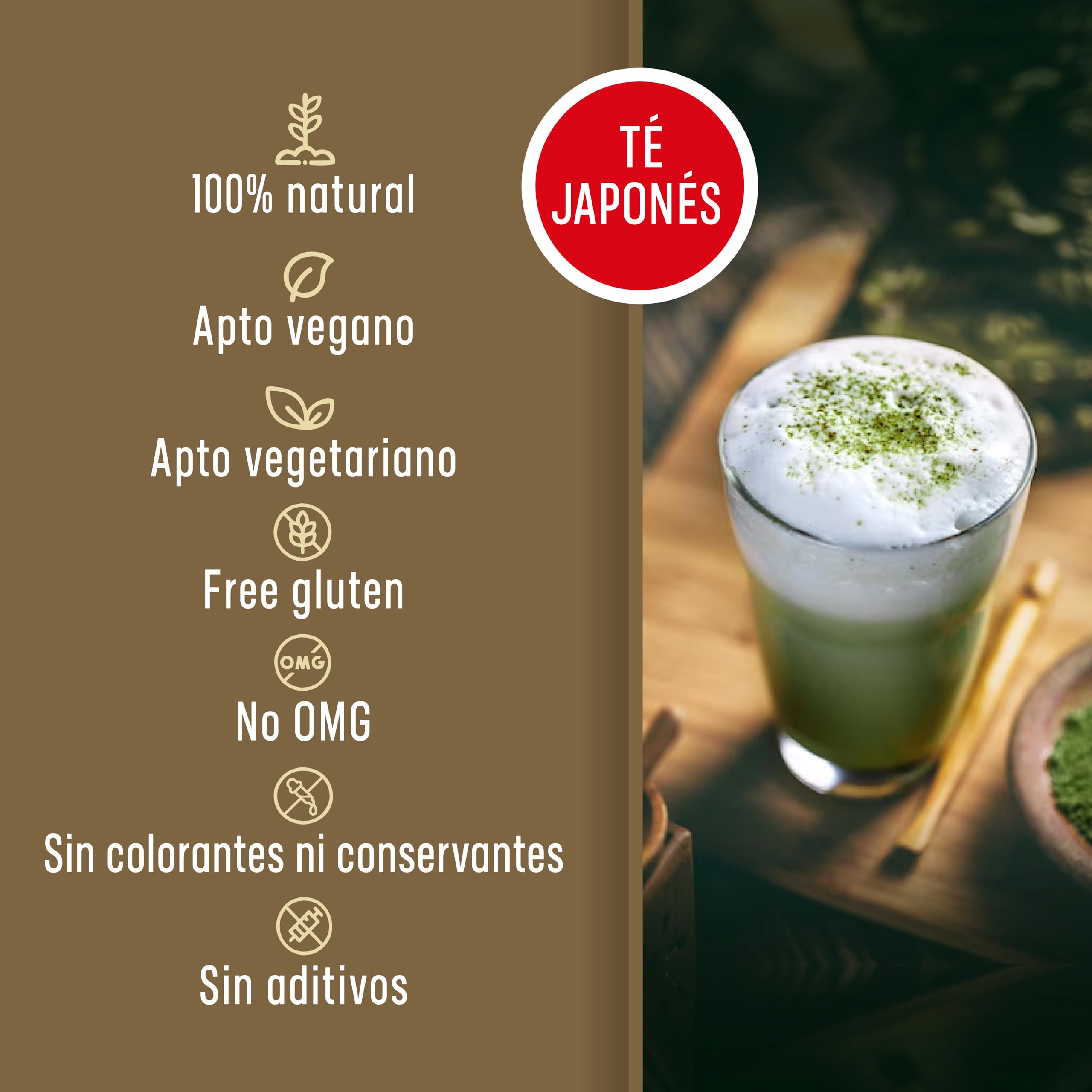 NATUR WASSY Te Matcha VAINILLA, Grado PREMIUM, En Polvo. 100% Natural. 100Gr De Te Verde Matcha Sabor a Vainilla, Potente Detox Y Antioxidante. 100 Dosis