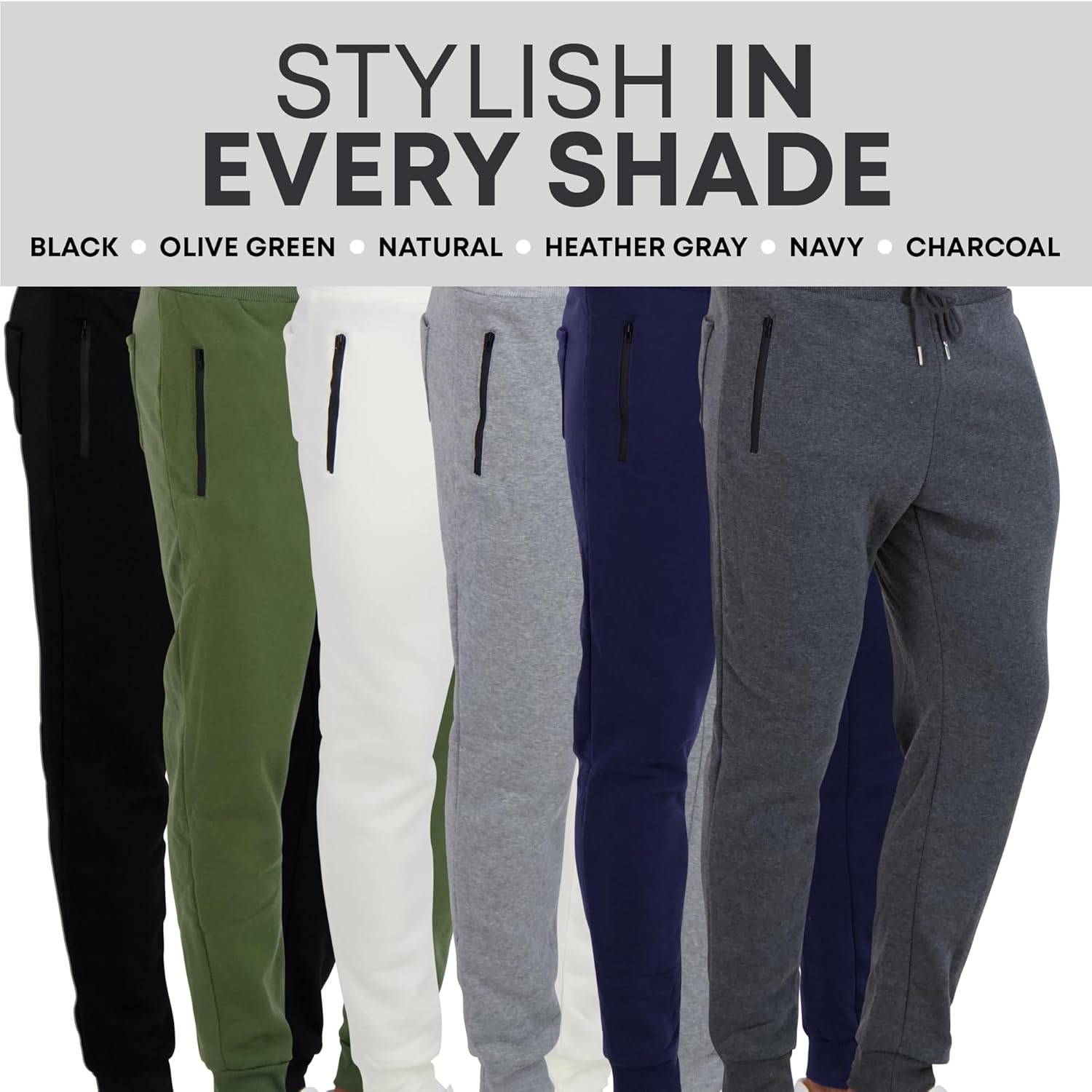 Fleece Mens Joggers with Zipper Pockets, Mens Sweatpants, Workout Sweats for Men S-2XL - Image 5
