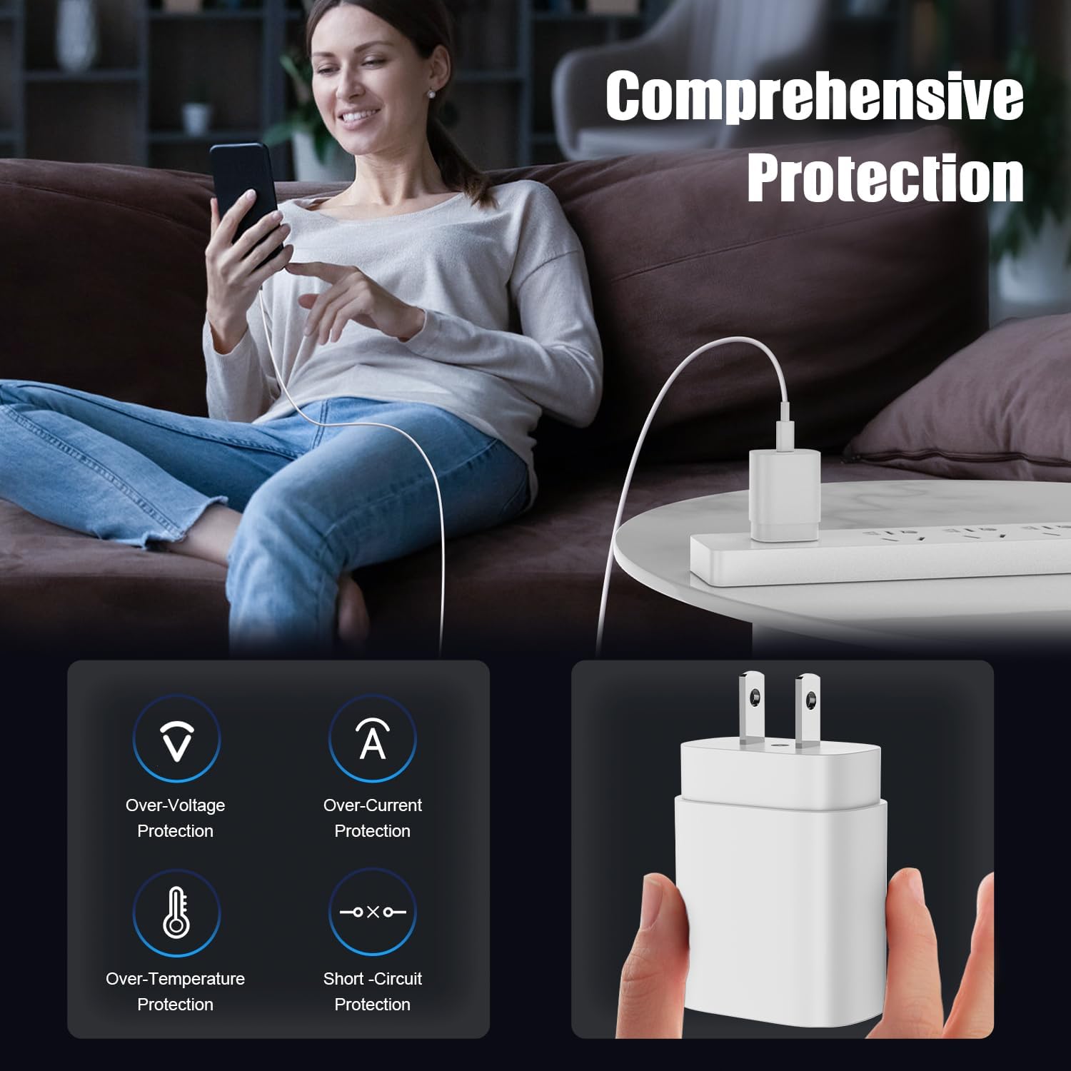 Essri 25W for iPhone 16 15 Charger Fast Charging,4 Pack USB C Wall Charger Block with (6 ft+10 ft) x2 Long USB C to C Cable for iPhone 16/15 Pro Max/Plus,for iPad Pro/Mini,White