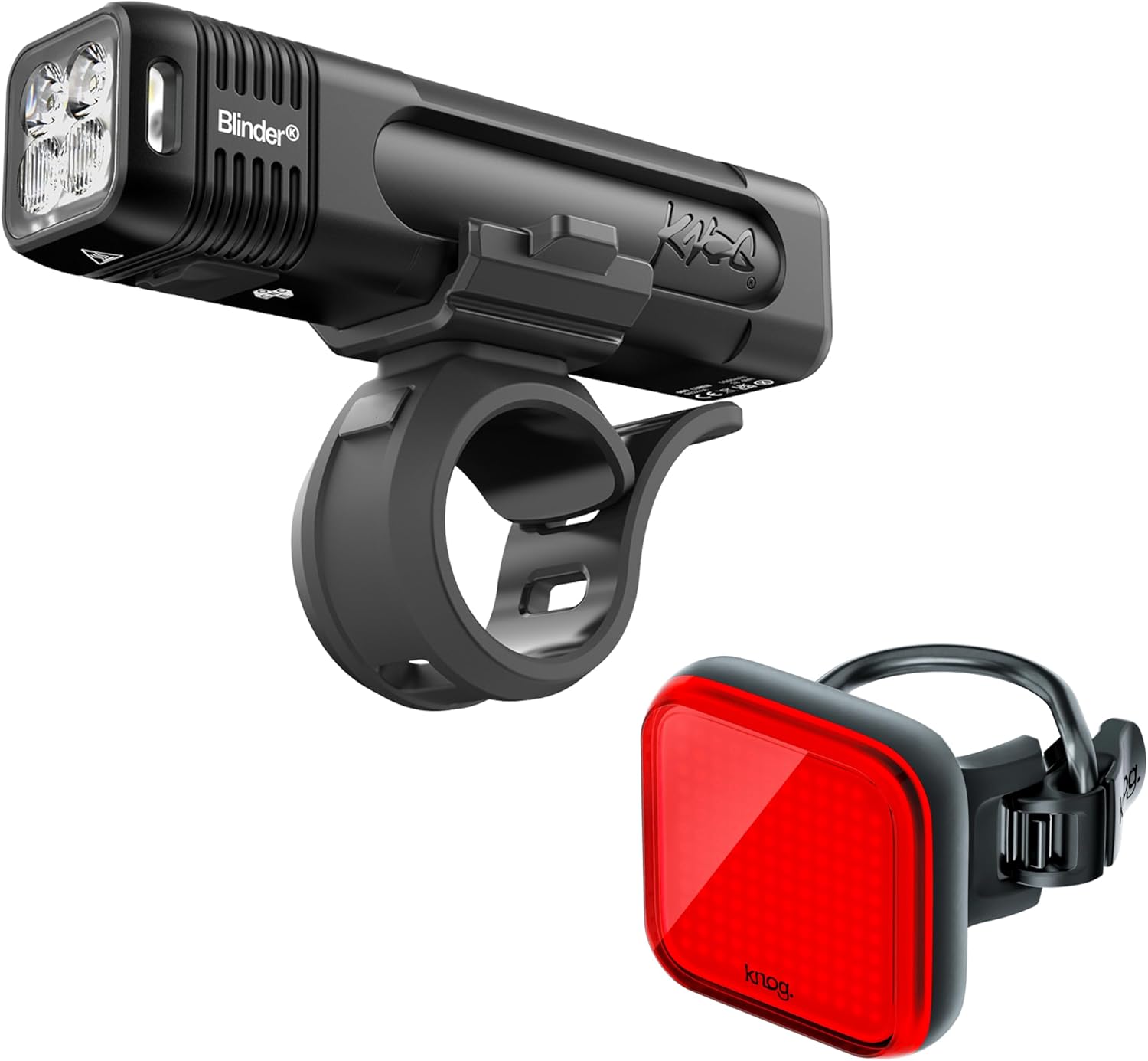 Knog Blinder 700 & Blinder Square Bike Light Set, 2nd Gen, USB Rechargeable LED, 700 Lumen Front, 100 Lumen Rear, Multiple Modes, IP67 Waterproof, 260 ft Beam