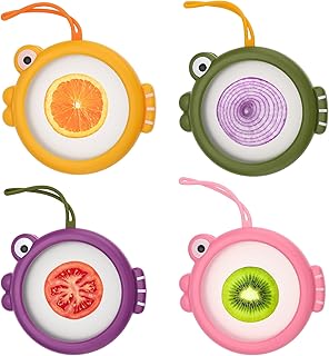 4PCS Avocado & Onion Saver, Fruit Vegetable Keeper with Stretchable Silicone Lid, Reusable Fresh Food Storage Containers, Ideal for Tomatoes Garlic Lemons