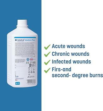Actolind Solution Plus – Antiseptic Solution for Wound Irrigation and Moisturising Care of Acute, Chronic and Infected Wounds | CE Class III Medical Device | 1000 ml