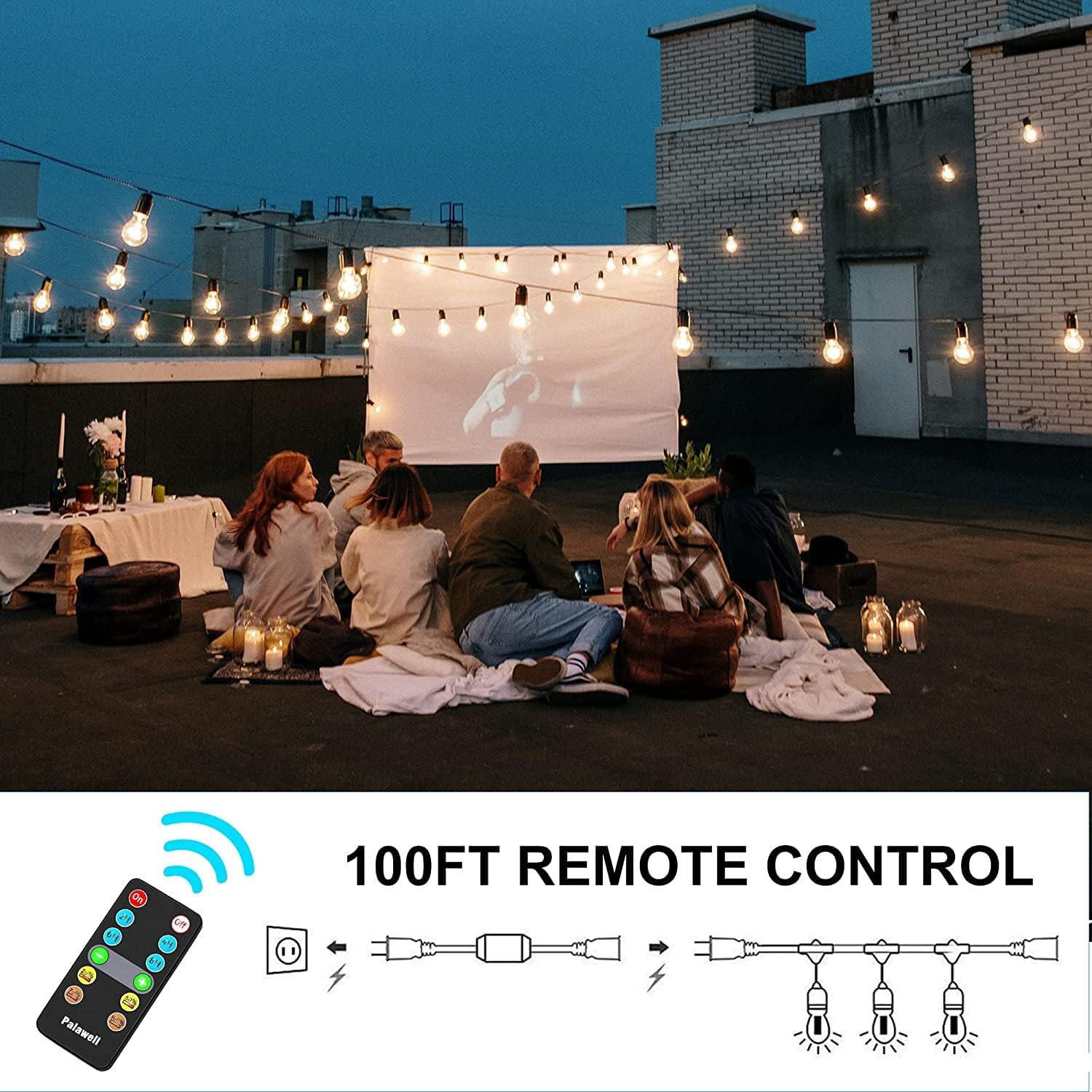 350W Outdoor Dimmer and Spare Remote,Light Switch for 0utdoor String Light
