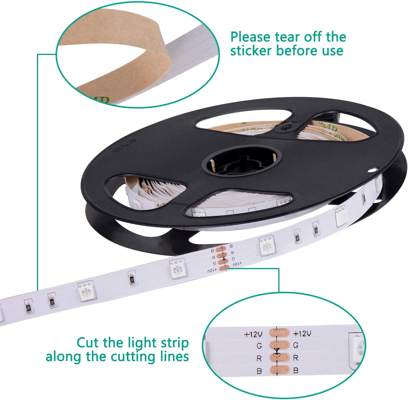 Led Strip Lights, 16.4Ft LED Flexible Strip Lights, 150 Units 5050 RGB LED Light Strip Kit with 44Key Remote Controller and Power Supply,Non-Waterproof 12V DC, for Home Kitchen Bedroom Car