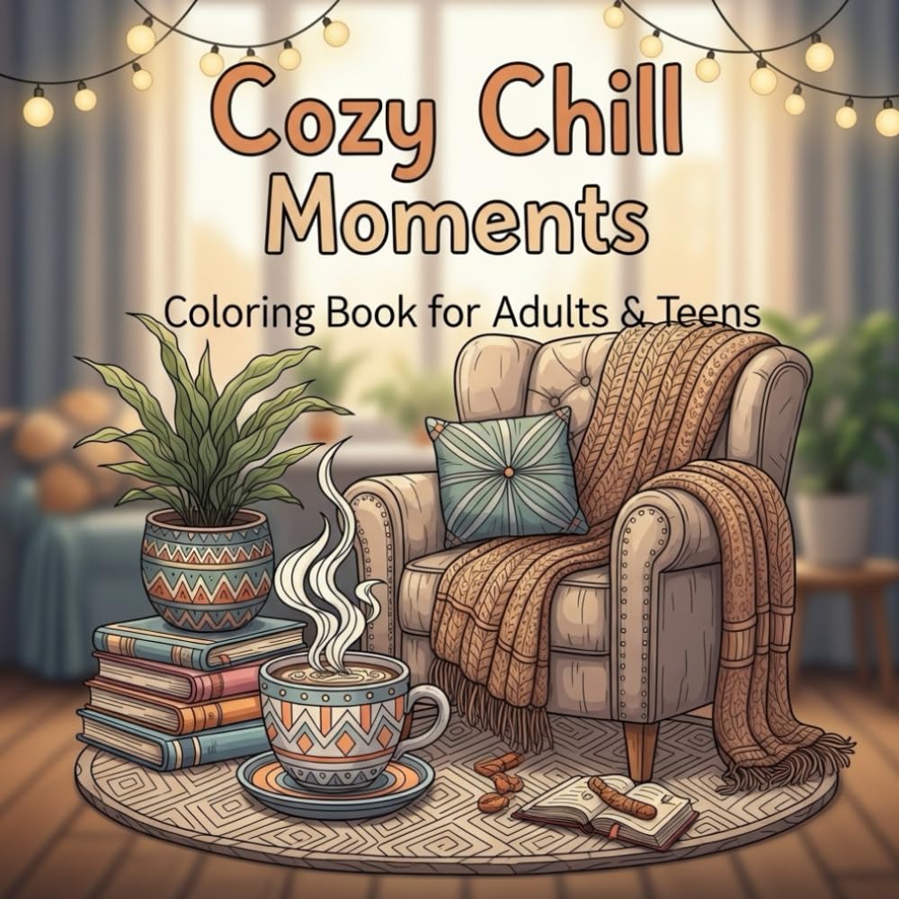 Cozy Chill Moments Coloring Book for Adults & Teens: 60 De-Stress Pages of Relaxing Hobbies, Nature Walks, Reading & Calm Vibes